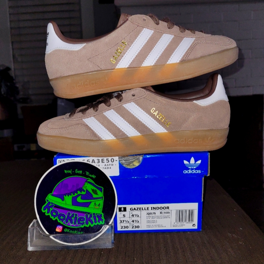 Adidas Gazelle Indoor Sneakers - Tan and White